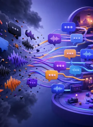 Bulles de discussion dispersées qui se relient en communautés organisées