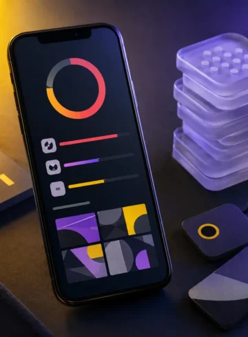 Smartphone avec jauge de stockage et piles de fichiers numériques