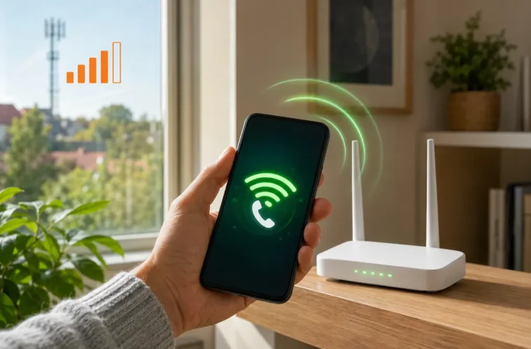Téléphone utilisant un réseau Wi-Fi pour acheminer un appel mobile