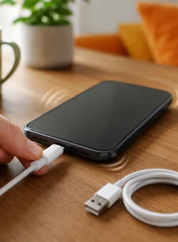 Téléphone vibrant pendant la charge avec câble et adaptateur de remplacement
