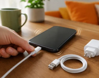 Téléphone vibrant pendant la charge avec câble et adaptateur de remplacement