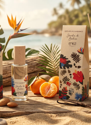 Spray et diffuseur d’ambiance Jardin de Bahia dans un décor tropical