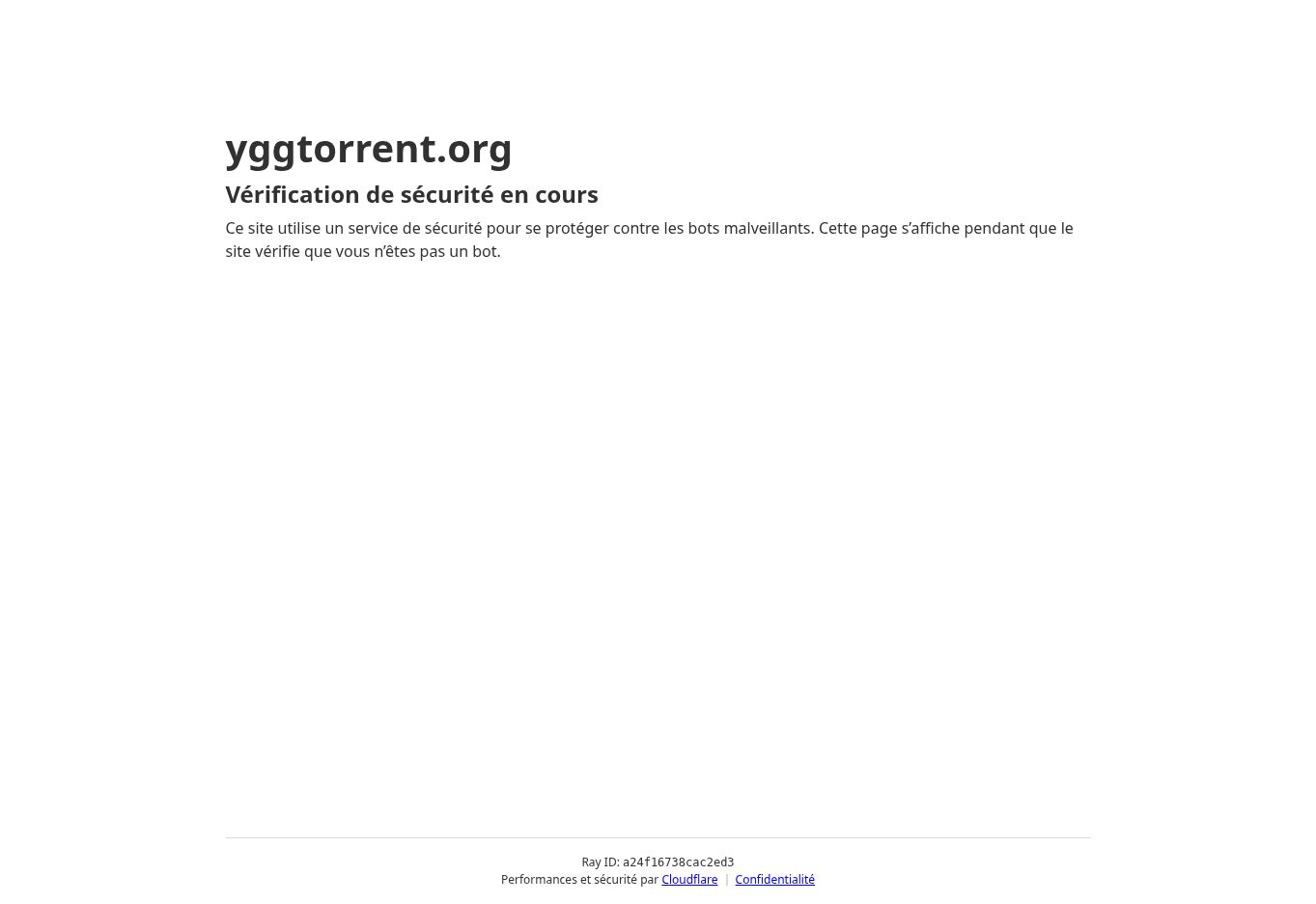 Page associée à YggTorrent en août 2026