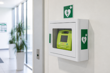Défibrillateur automatisé externe installé dans un lieu public