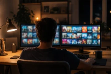 Catalogue de streaming affiché sur deux écrans – Bodlav