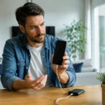 Utilisateur constatant que son téléphone s’est éteint malgré une batterie encore annoncée