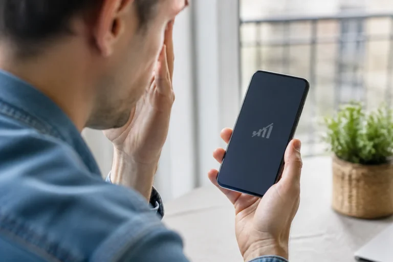 Personne constatant une absence de réseau mobile sur son smartphone