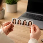 Planche photo-signature à côté d’un ordinateur pour une démarche en ligne