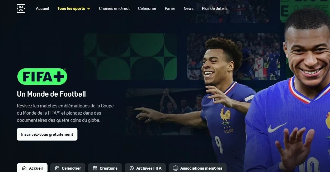 FIFA+ sur DAZN : interface consultée le 6 septembre 2026