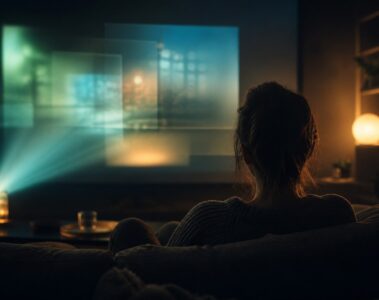 Scène éditoriale abstraite évoquant Fozlim et le streaming de films et séries
