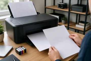 Imprimante de bureau produisant une feuille entièrement blanche