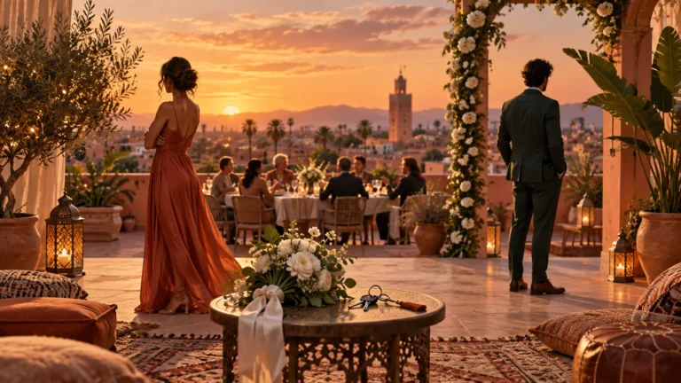 Illustration éditoriale de la fin de L’Heureuse élue à Marrakech