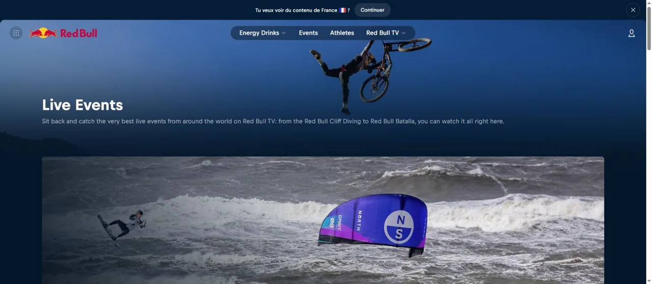 Red Bull TV : interface consultée le 6 septembre 2026