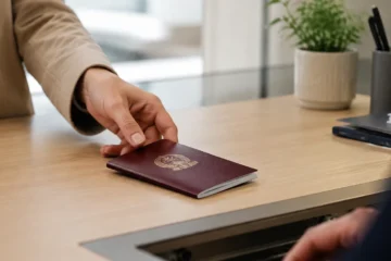 Remise d’un passeport au guichet