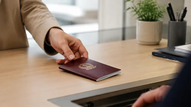 Remise d’un passeport au guichet