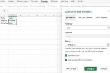 Source fixe de la liste dans Validation des données.